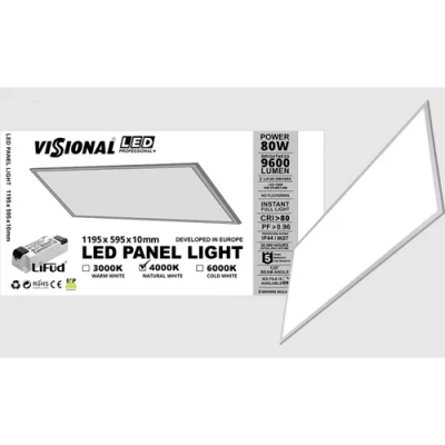 LED Panelis ar OSRAM diodēm 60x120 cm, 80W, 4000K, Professional+