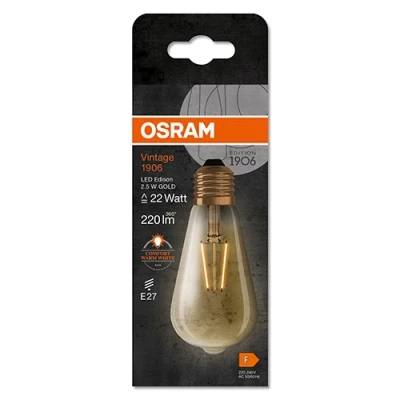 Vintāža stila LED spuldze E27, ST64, 2.5W, 220Lm, 2400K