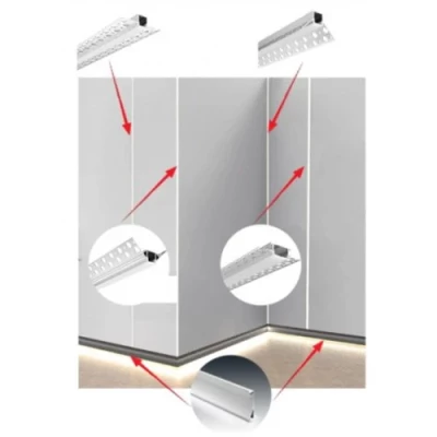 Anodēts bagetes un grīdlīstes alumīnija profils LED lentei HB-98X18.8
