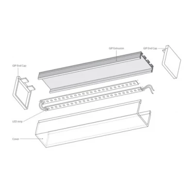 Anodēts augsts alumīnija profils 1-4 LED lentes rindām HB-75X50