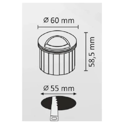 LED iebūvējams gaismeklis kāpnēm un sienām 3W 40lm IP44 melns