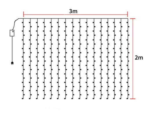 LED Ziemassvētku diožu virtene - aizkari ar zvaigznēm vara stieple un pulti