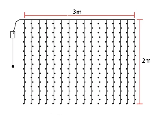 LED Ziemassvētku diožu virtene - aizkari ar zvaigznēm vara stieple un pulti