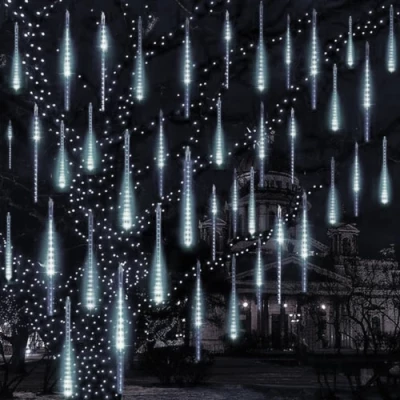 Ziemassvētku virtene - zvaigžņu lietus iekštelpām un ārā, 50cm, 8 gab, balts, IP44