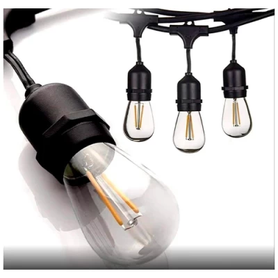 LED āra dārza 10m virtene dārzam un terasēm E27 spuldzēm