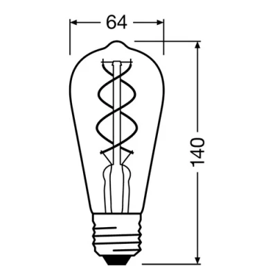 Vintāža stila LED spuldze E27, ST64, 4W, 300lm, 2000K