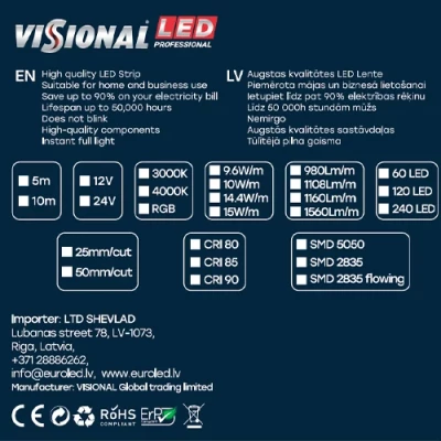 LED Lente DMX skrejoša 2835, 4000K, IP20, 24V, 10W