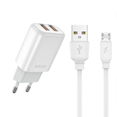 Ātrās uzlādes strāvas adapteris ar 2 x USB un Micro USB kabeli