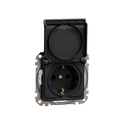 Zemapmetuma kontaktligzda 1-vietīga ar zemējumu un vāku, mehaniska SEDNA Design