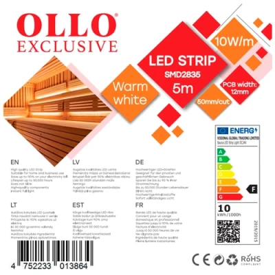 LED Lente saunai un pirtij 2835, 3000K, IP68, 24V, 10W