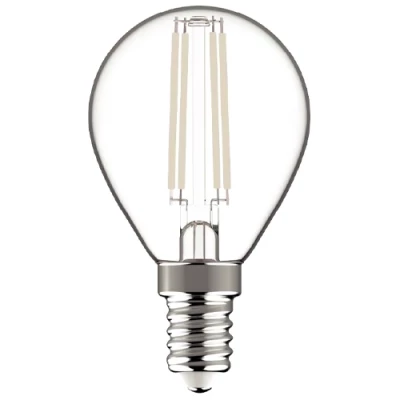 LED bulb E14, G45, 6.5W, 806lm, 2700K, white filament