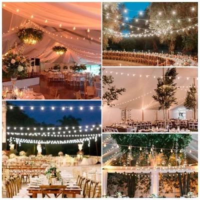 Komplekts LED āra dārza 100m virtenes dārzam un terasēm ar E27 spuldzēm