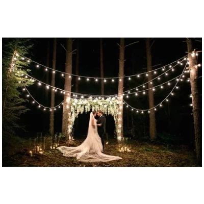 Komplekts LED āra dārza 5m virtenes dārzam un terasēm ar E27 spuldzēm