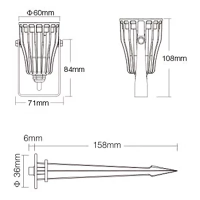 LED умный садовый и фасадный светильник 6Вт, RGB+CCT, IP66