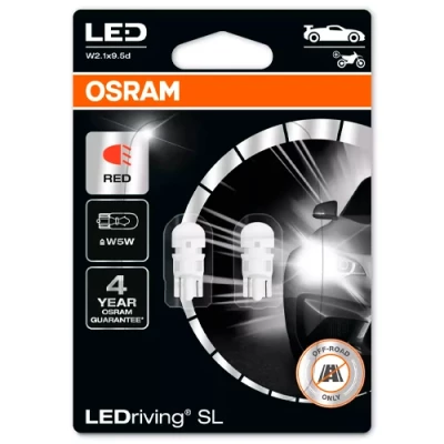 LED spuldzes W5W sarkanas, 1W, 12V, LEDriving SL sērija