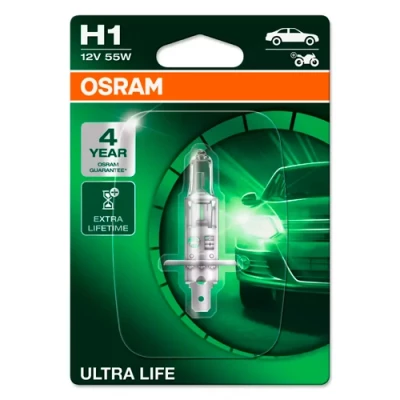 Галогенная лампа H1, 12V, 55W, 3200K, серия ULTRA LIFE