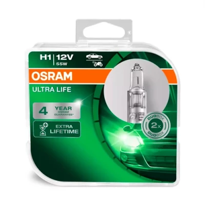 Галогенные лампы H1, 12V, 55W, 3200K, серия ULTRA LIFE