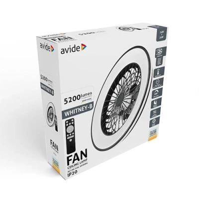 LED Griestu lampa ar ventilatoru un pulti WHITNEY, 48W, 5200lm, CCT