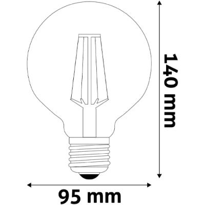 LED Лампа E27, G95, 7W, 2500K, 725Lm, 360°