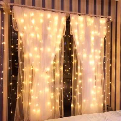 Ziemassvētku virtene - aizkari 3x2m, silti balts, IP44, 240LED, 14.4W