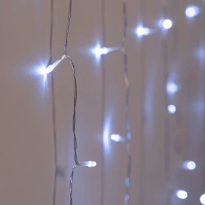 Ziemassvētku virtene - aizkari 3x2m, auksti balts, IP44, 240LED, 14.4W