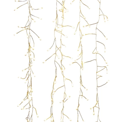 LED Ziemassvētku virtene - aizkari vara stieple ar piekarāķiem, 3x3m, balts, 31V, IP44, 1200LED