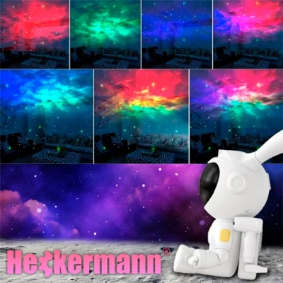 Projector bunny - astronaut with remote control - projection of the starry sky, galaxy, space