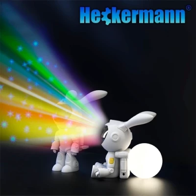 Projector bunny - astronaut with remote control - projection of the starry sky, galaxy, space