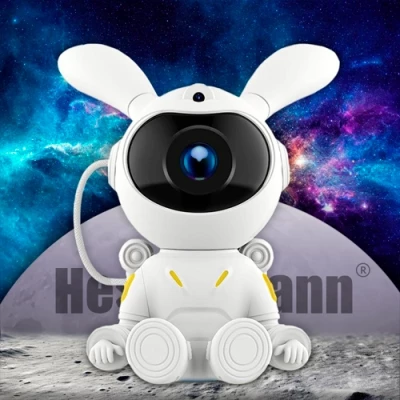 Projector bunny - astronaut with remote control - projection of the starry sky, galaxy, space