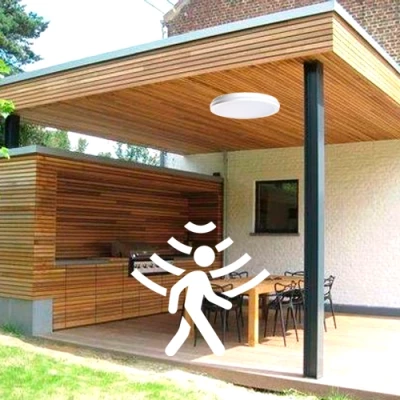 LED Ūdensizturīgs gaismeklis ar PIR kustības sensoru 20W, 3CCT, 2400Lm, IP65, Ø 230 x 55 mm