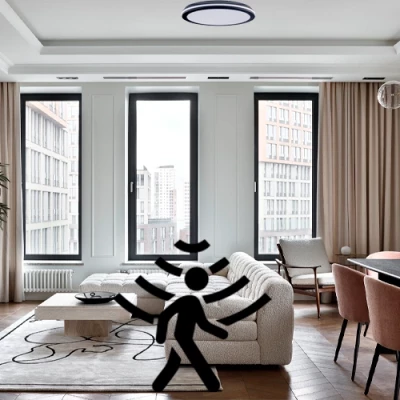 LED Ūdensizturīgs gaismeklis ar PIR kustības sensoru 40W, 3CCT, 4800Lm, IP65, Ø 400 x 55 mm