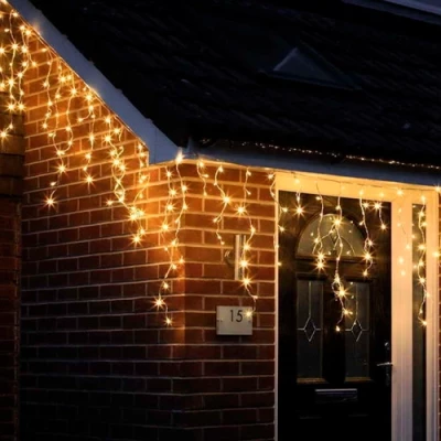 Christmas garland - icicles for facades and indoors, warm white, 15x0.7m, 38.2W, IP44, 636 LED