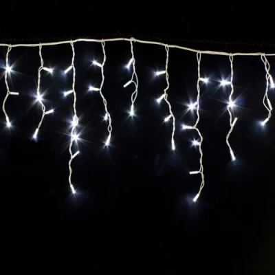 Ziemassvētku virtene - lāstekas fasādēm un telpām, balta + FLASH, 10x0.7m, 26W, IP44, 432 LED