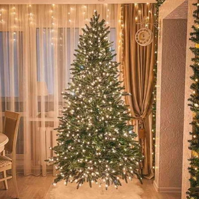 LED Ziemassvētku diožu virtene 100m uz vara stieples RASA ar pulti, 1000LED, silti balta, IP44