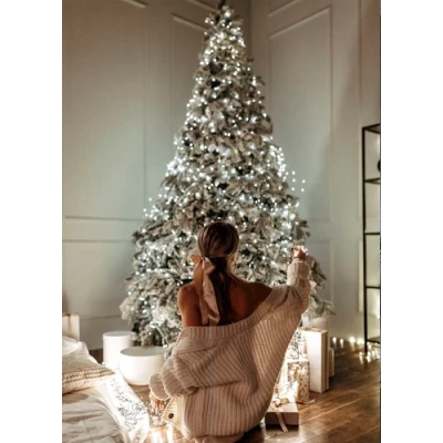 LED Ziemassvētku diožu virtene 100m uz vara stieples RASA ar pulti, 1000LED, balta, IP44