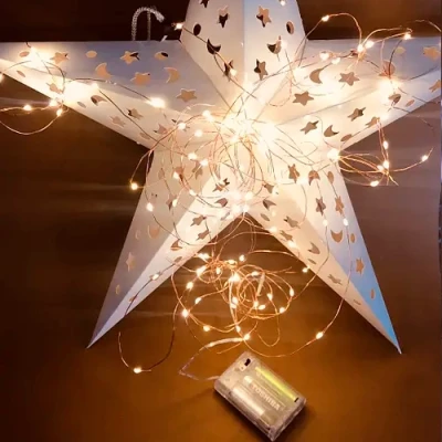 Ziemassvētku iekštelpu un ārtelpu virtene vara stieple 3xAA, 1m, silti balta, 10LED, IP20