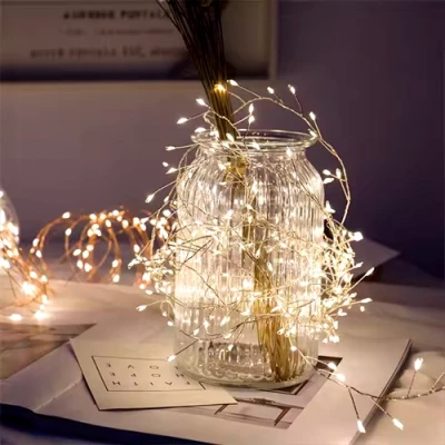 LED Ziemassvētku diožu virtene 20m uz vara stieples Firecracker Lights, 600LED, balta, IP44