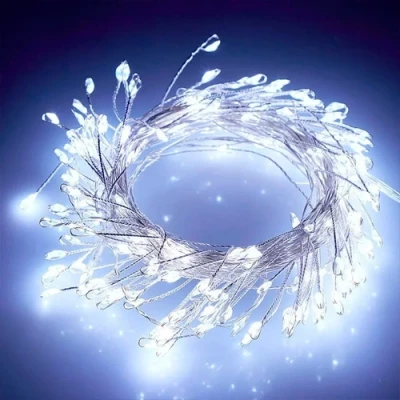 LED Ziemassvētku diožu virtene 20m uz vara stieples Firecracker Lights, 600LED, balta, IP44