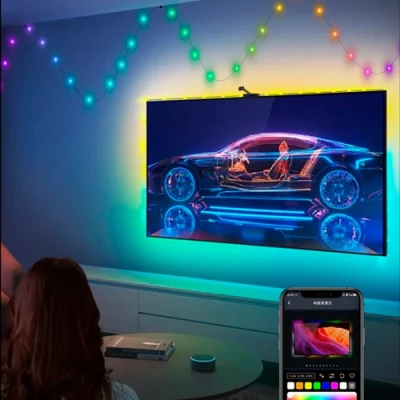 LED Ziemassvētku virtene ar pulti un SMART vadību, 20m, daudzkrāsaina, USB 5V, IP44, 200LED