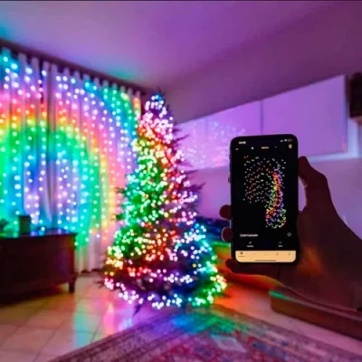 LED Ziemassvētku virtene ar pulti un SMART vadību, 20m, daudzkrāsaina, USB 5V, IP44, 200LED