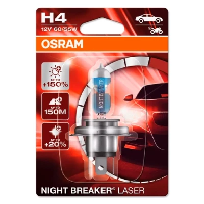 Halogēna spuldze H4, 60/55W, 12V, 3900K, NIGHT BREAKER LASER sērija