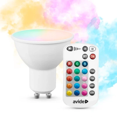LED Daudzkrāsaina spuldze ar pulti GU10, 2.9W, RGB+2700K, 230Lm, 120°