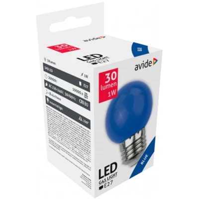 LED Dekoratīvā spuldze E27, G45, 1W, 30Lm, 200°, zilā