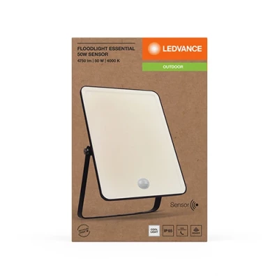 LED prožektors ar sensoru, 50W, 4500Lm, 4000K, IP65, IK04, Essentials Floodlights Sensor