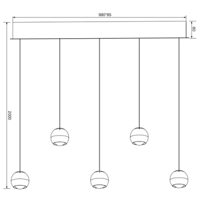 Piekaramā lampa ORBIT, 5x8W, 5x960lm, 2300+3000+4000K