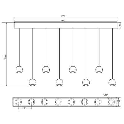 Piekaramā lampa ORBIT, 8x8W, 8x960lm, 2300+3000+4000K