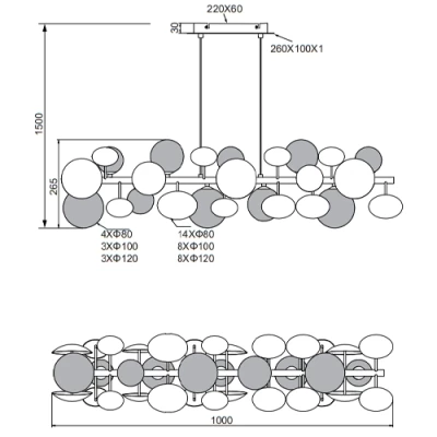 Piekaramā lampa BUBBLE, excl. 10xG9, max 10W