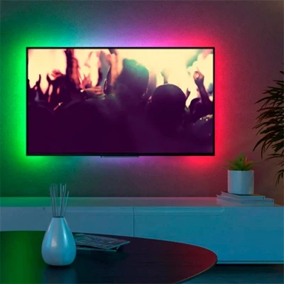 LED Lente ar pulti televizora apgaismojumam, 8W, RGBW, 5V USB, 2x 1m, IP20