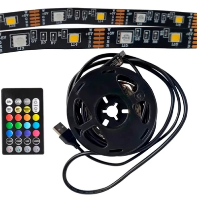 LED Lente ar pulti televizora apgaismojumam, 8W, RGBW, 5V USB, 2x 1m, IP20