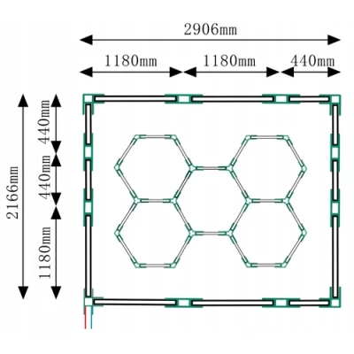 LED Griestu gaismekļu komplekts HEXAGON, 310W, 6500K, P44, 217 x 291 cm